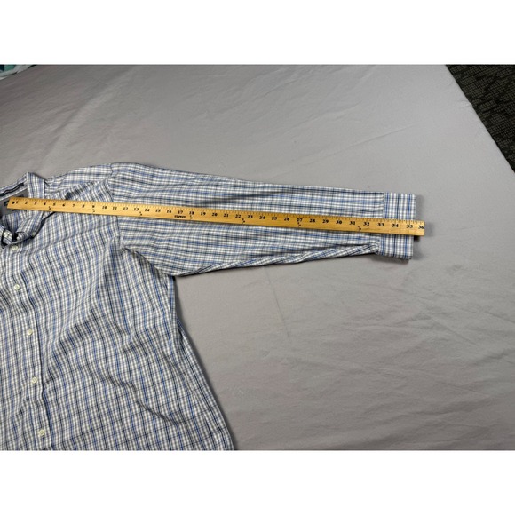 Eddie Bauer Mens XL Blue Grey Plaid Wrinkle Free Relaxed Fit Button Down Shirt - Picture 4 of 8